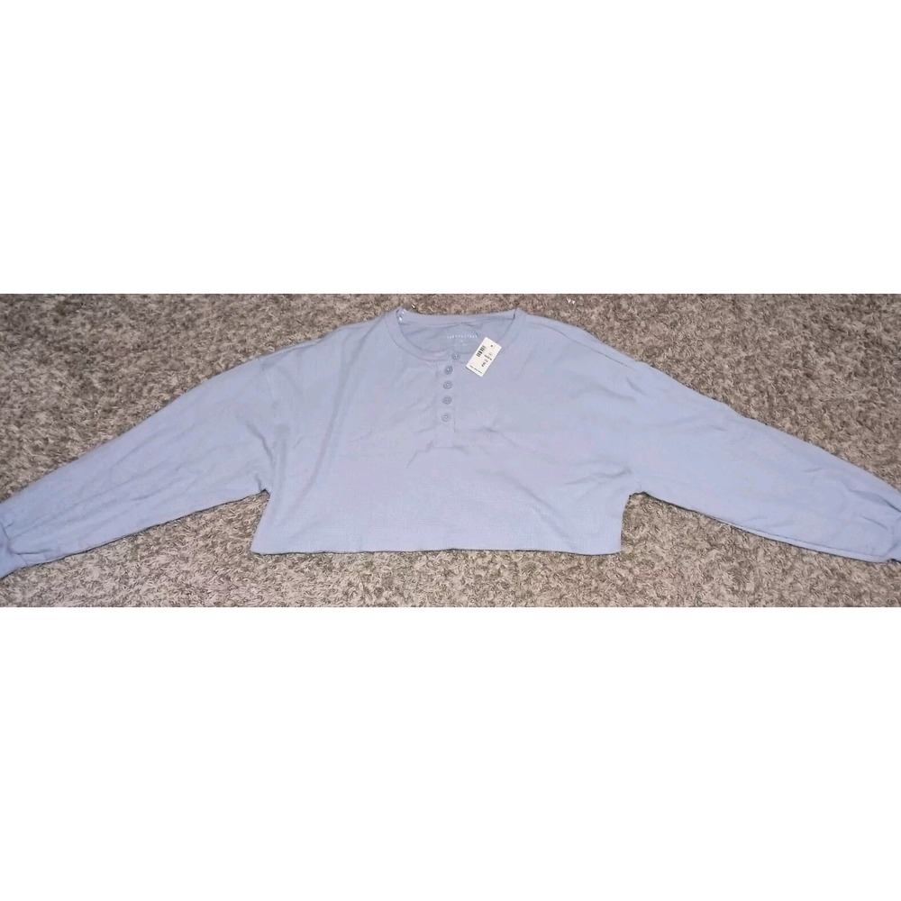 Women's Aeropostale Crop Top Size Medium Color Blue Button Summer Cute Pool...